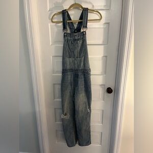 GAP Blue Denim Distressed Overalls Size Small
